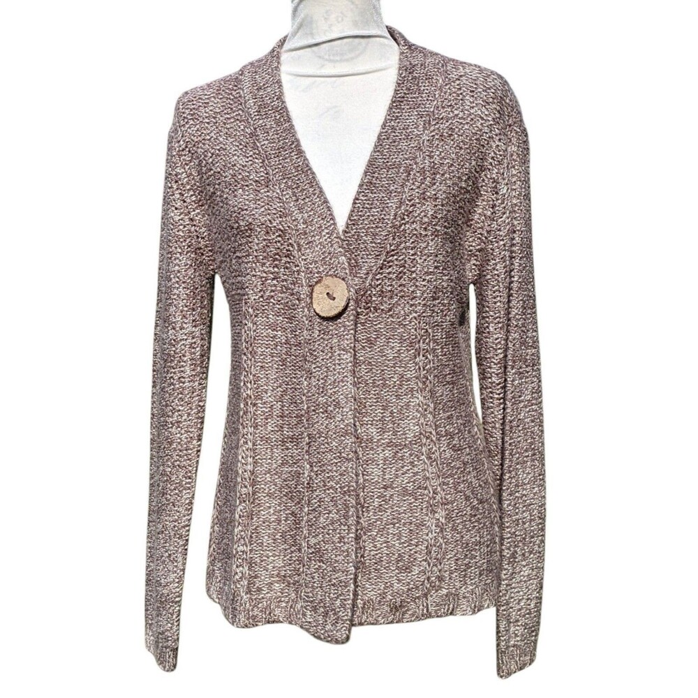 Cardigan Women Brown Heather Academia Teacher Office Granny Medium